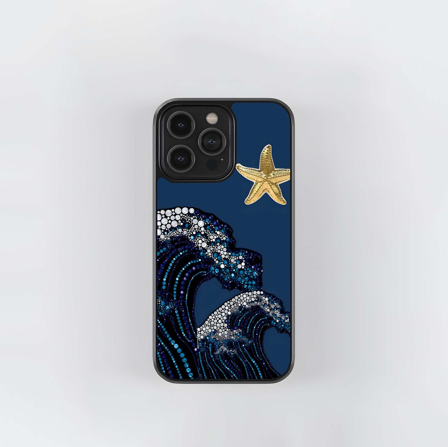 Blue jeweled with starfish Glass Case