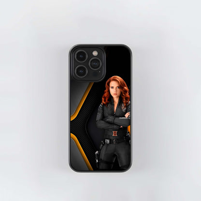 Black Widow Suit Yellow Abstract Glass Case