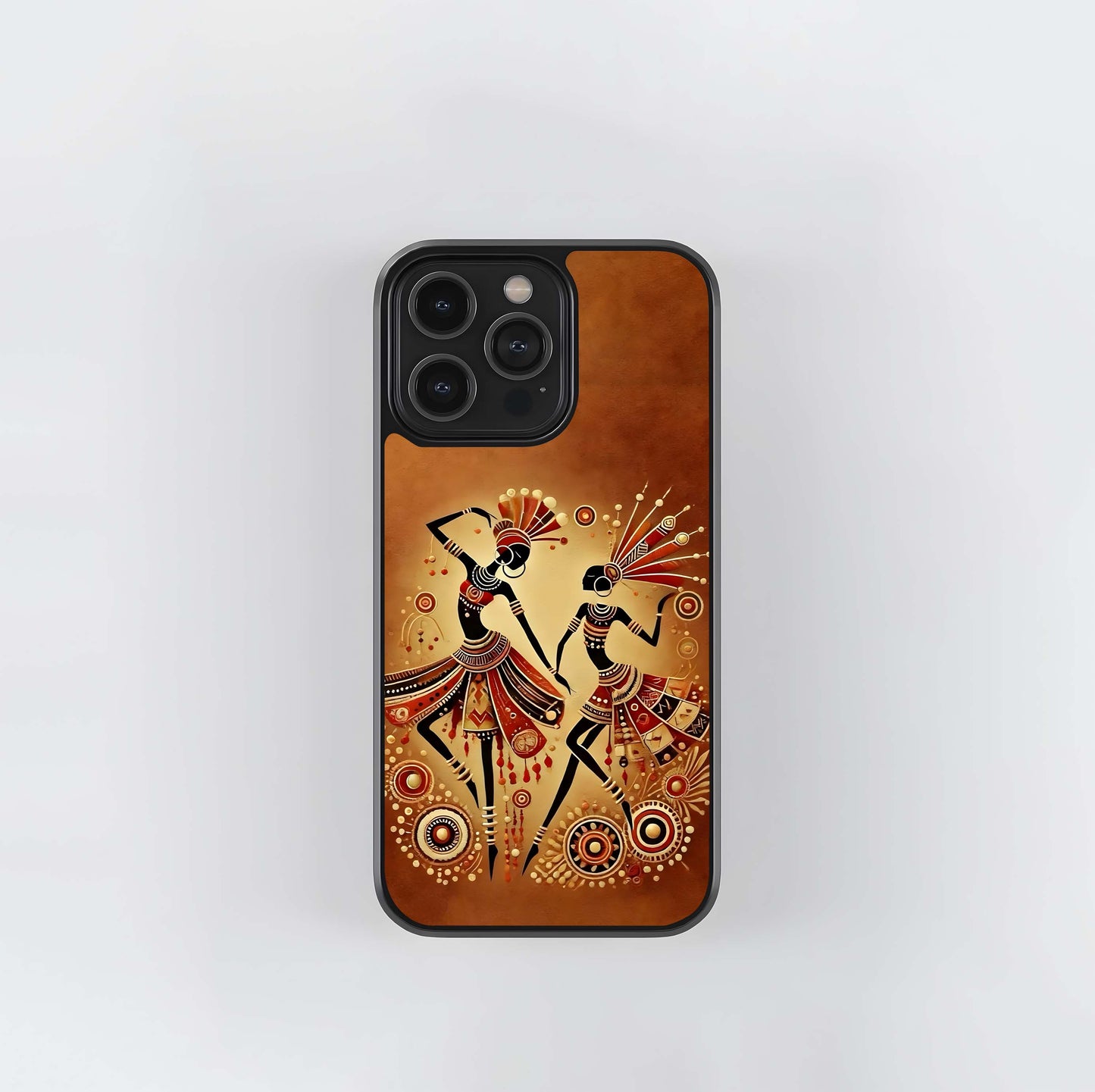 Tribal Dancers Silhouette Glass Case