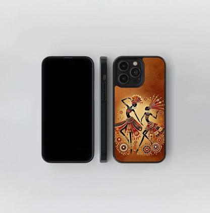 Tribal Dancers Silhouette Glass Case