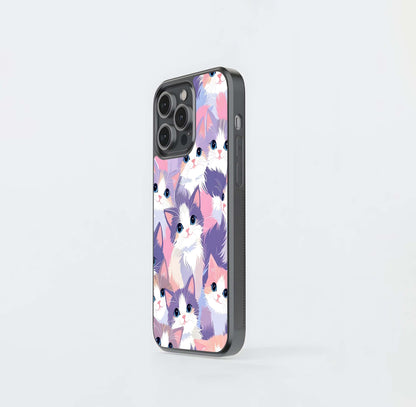 Pastel Cats Parade Glass Case
