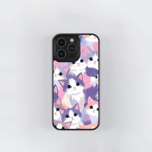 Pastel Cats Parade Glass Case