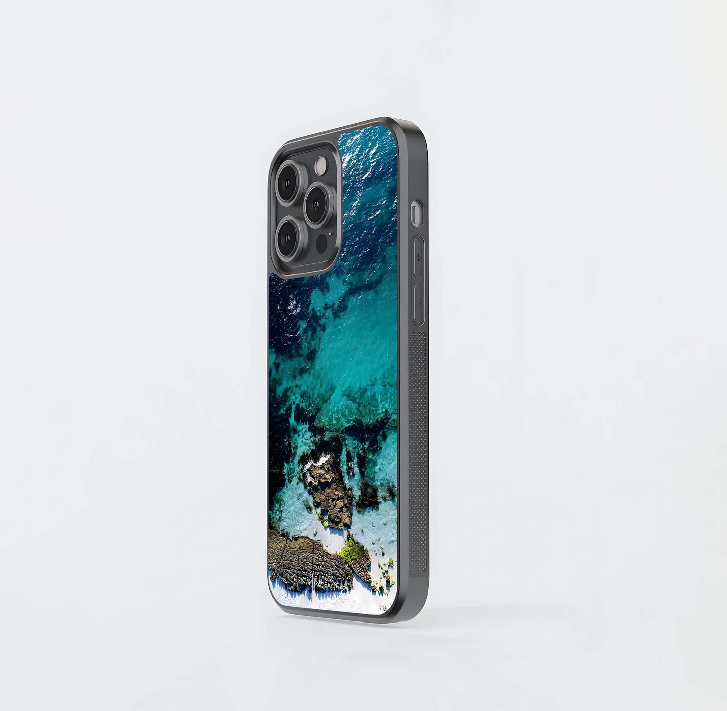 Turquoise Reef Aerial Glass Case