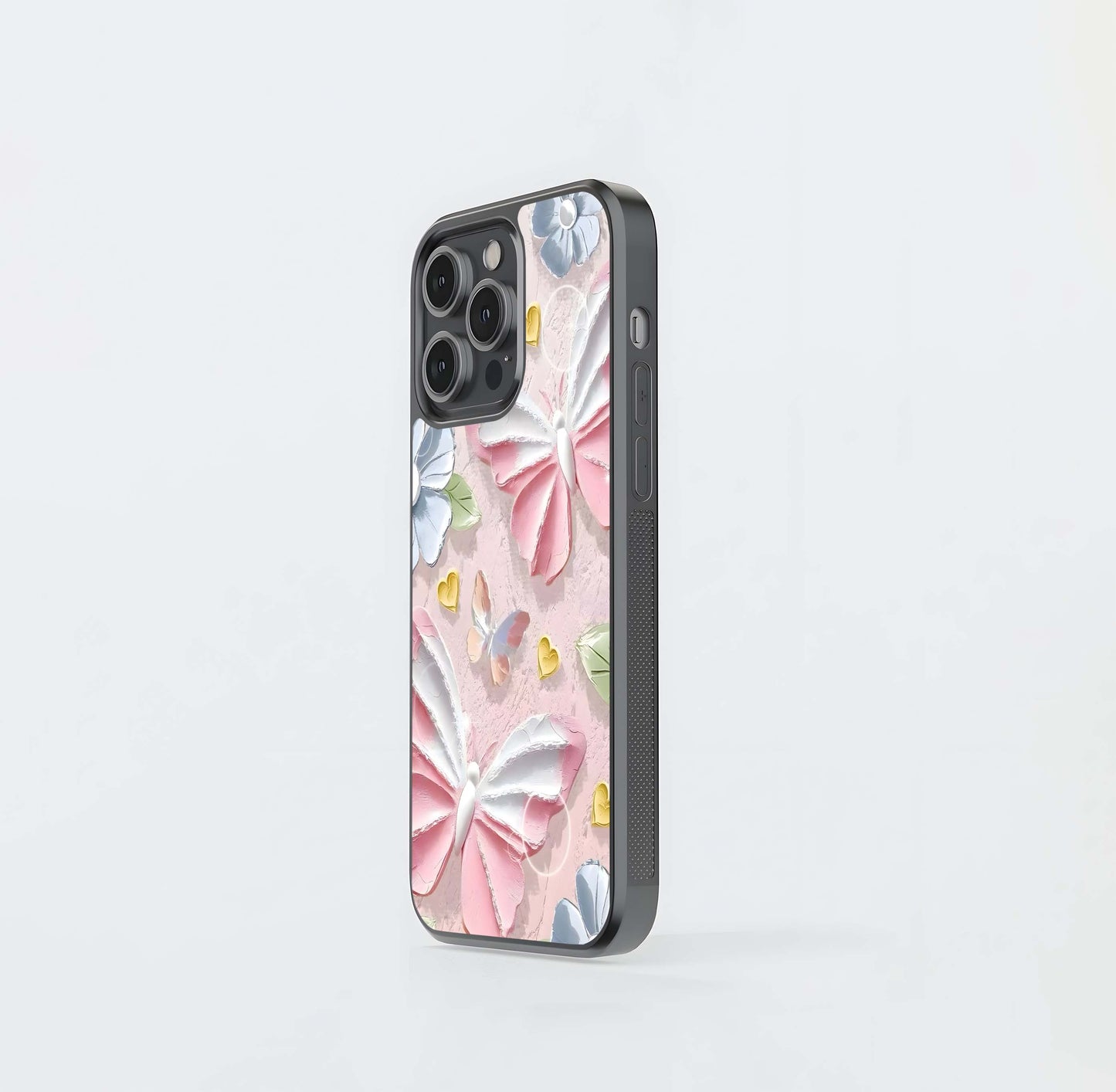 Walls Butterflies Pink Glass Case