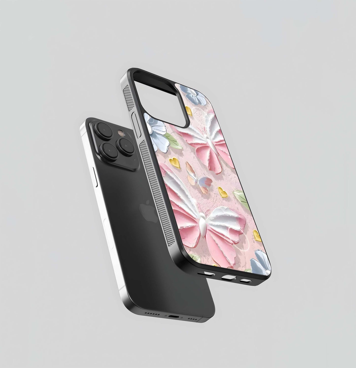 Walls Butterflies Pink Glass Case