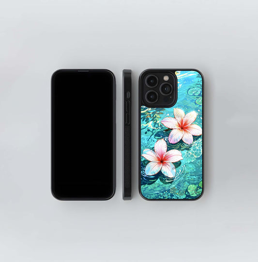 Pink Flowers in Water Glass Case