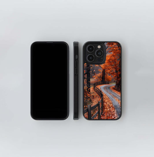 Fallen Leaves Country Road Glass Case