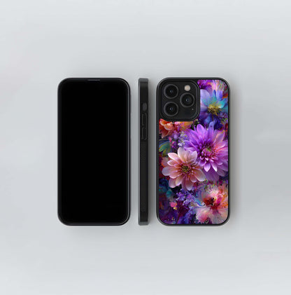 Vibrant Digital Paint-Pour Floral Bouquet Glass Case