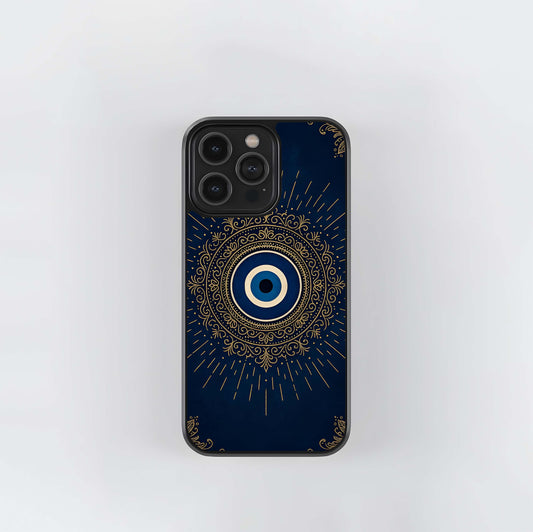Golden Evil Eye Mandala Glass Case