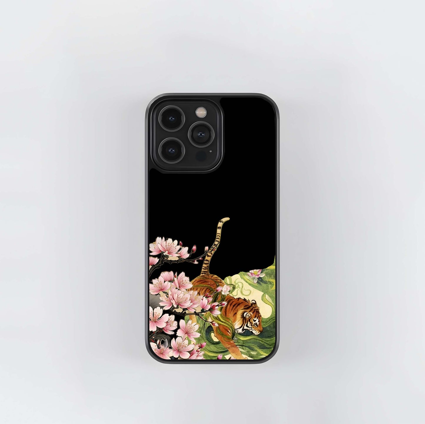 Tiger with sakura bloom Glass Case