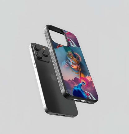 Divine Krishna Portrait Glass Case