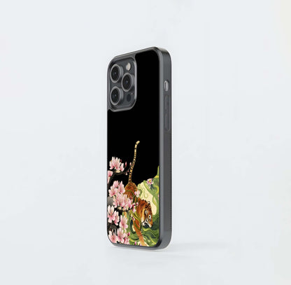 Tiger with sakura bloom Glass Case