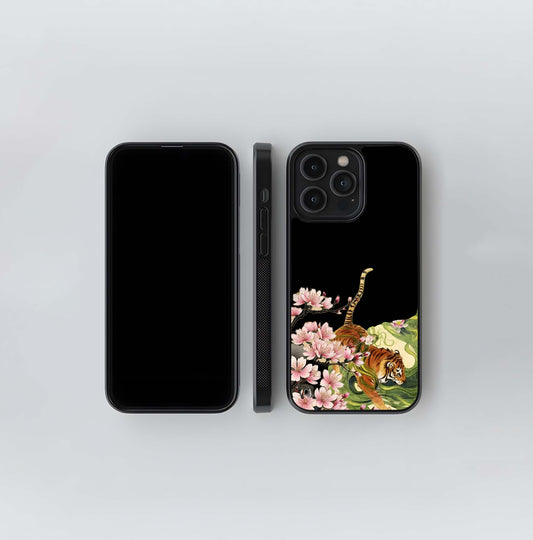 Tiger with sakura bloom Glass Case