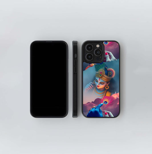 Divine Krishna Portrait Glass Case