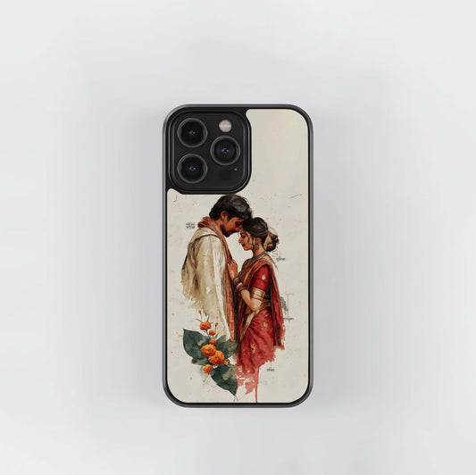 Watercolor Indian Couple Glass Case