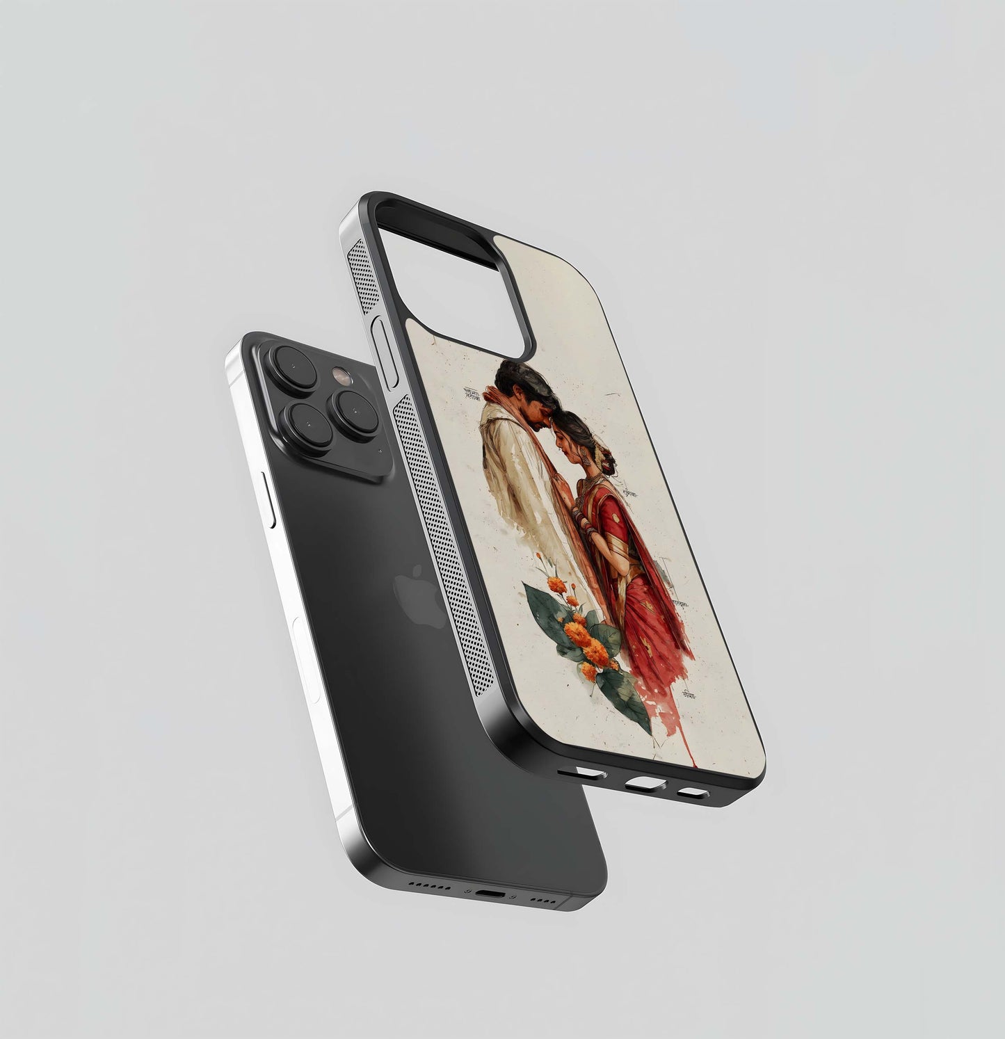 Watercolor Indian Couple Glass Case