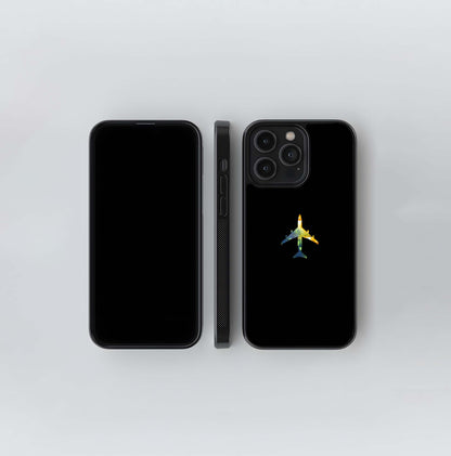 Watercolor Jet Silhouette Glass Case