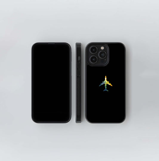 Watercolor Jet Silhouette Glass Case