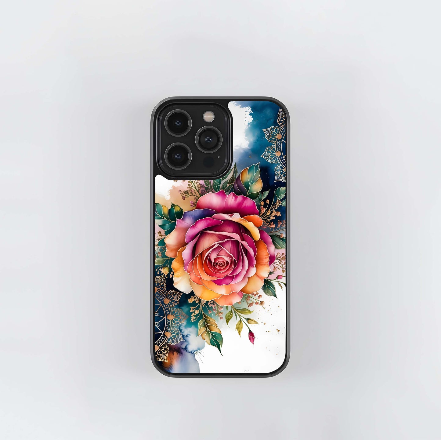 Watercolor Mandala Rose Glass Case
