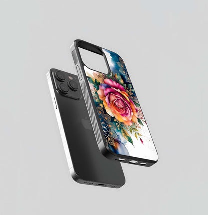 Watercolor Mandala Rose Glass Case