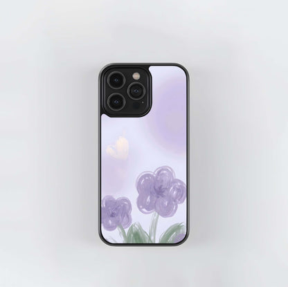 Whimsical Lilac Flower Glass Case