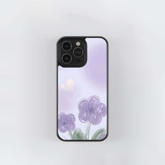 Whimsical Lilac Flower Glass Case