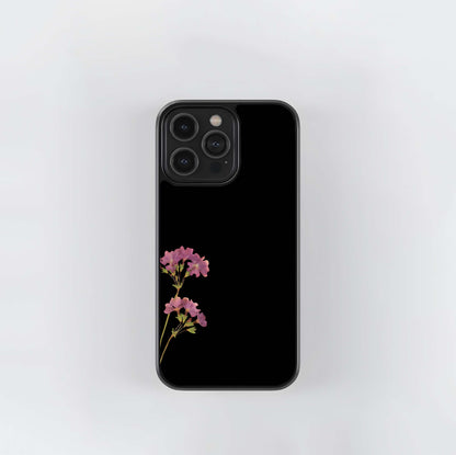 Pink Flower with Black background Glass Case