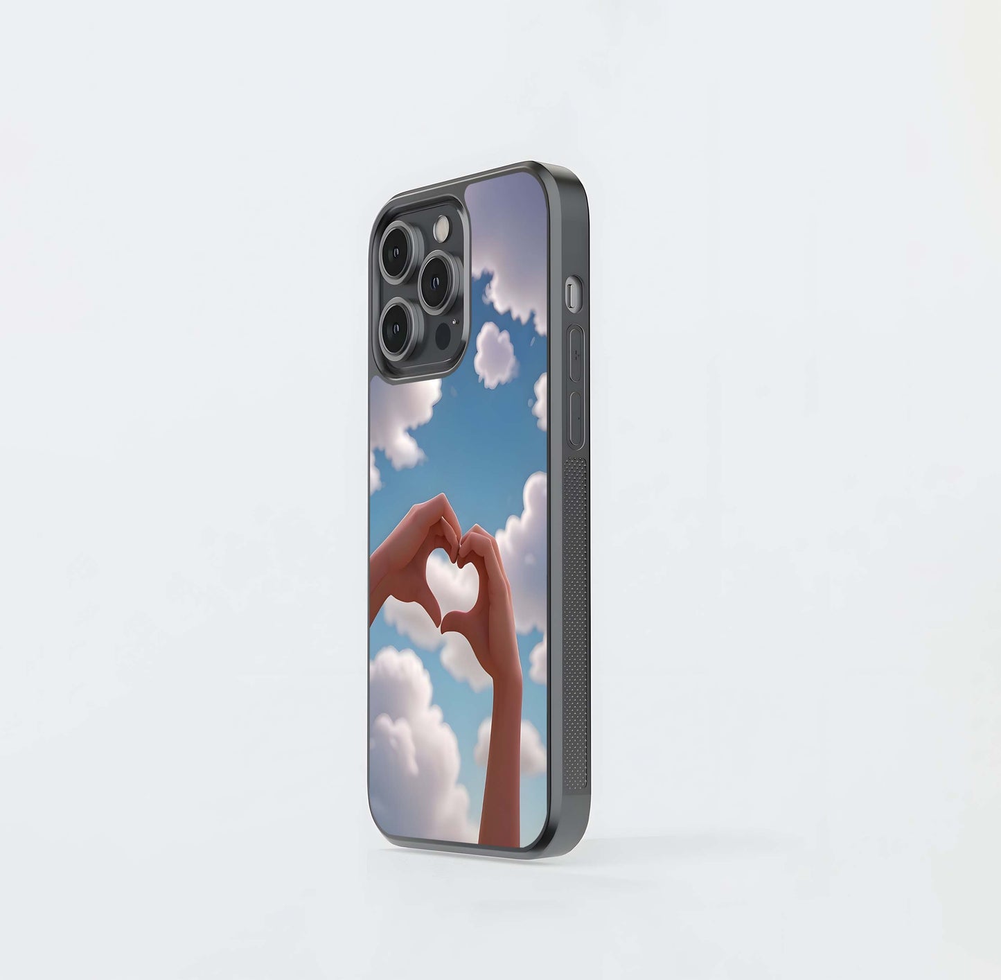 Hand Heart With Sky Glass Case