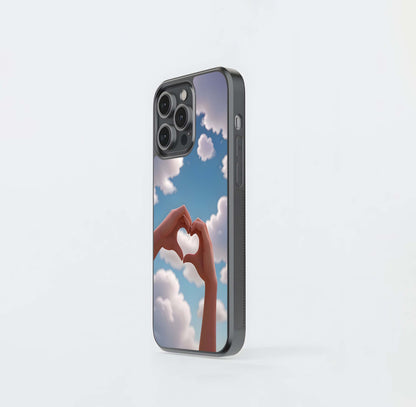 Hand Heart With Sky Glass Case