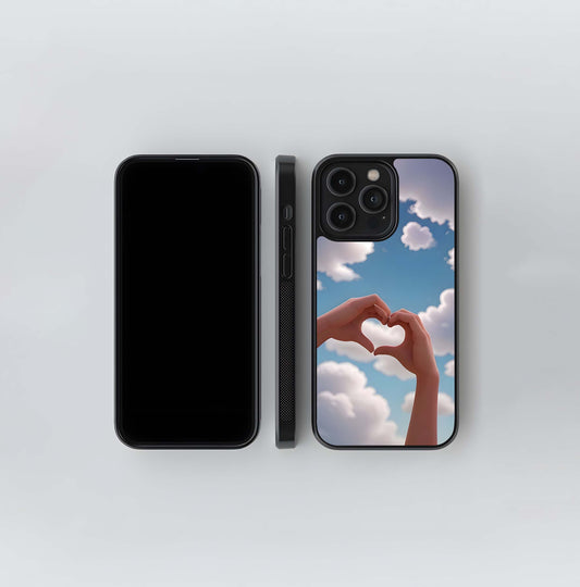 Hand Heart With Sky Glass Case