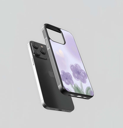 Whimsical Lilac Flower Glass Case