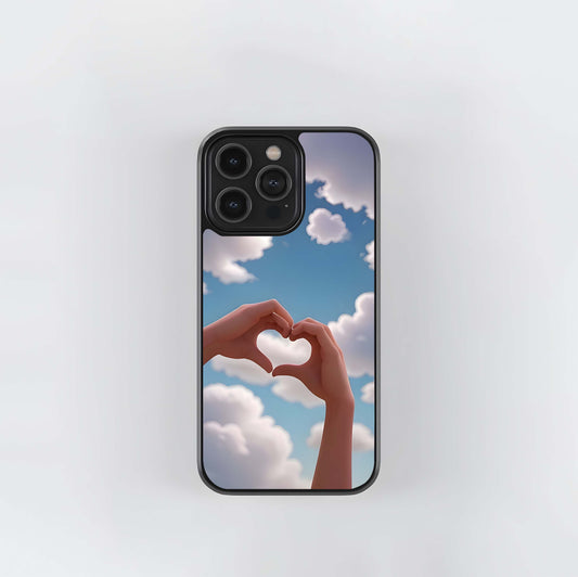 Hand Heart With Sky Glass Case