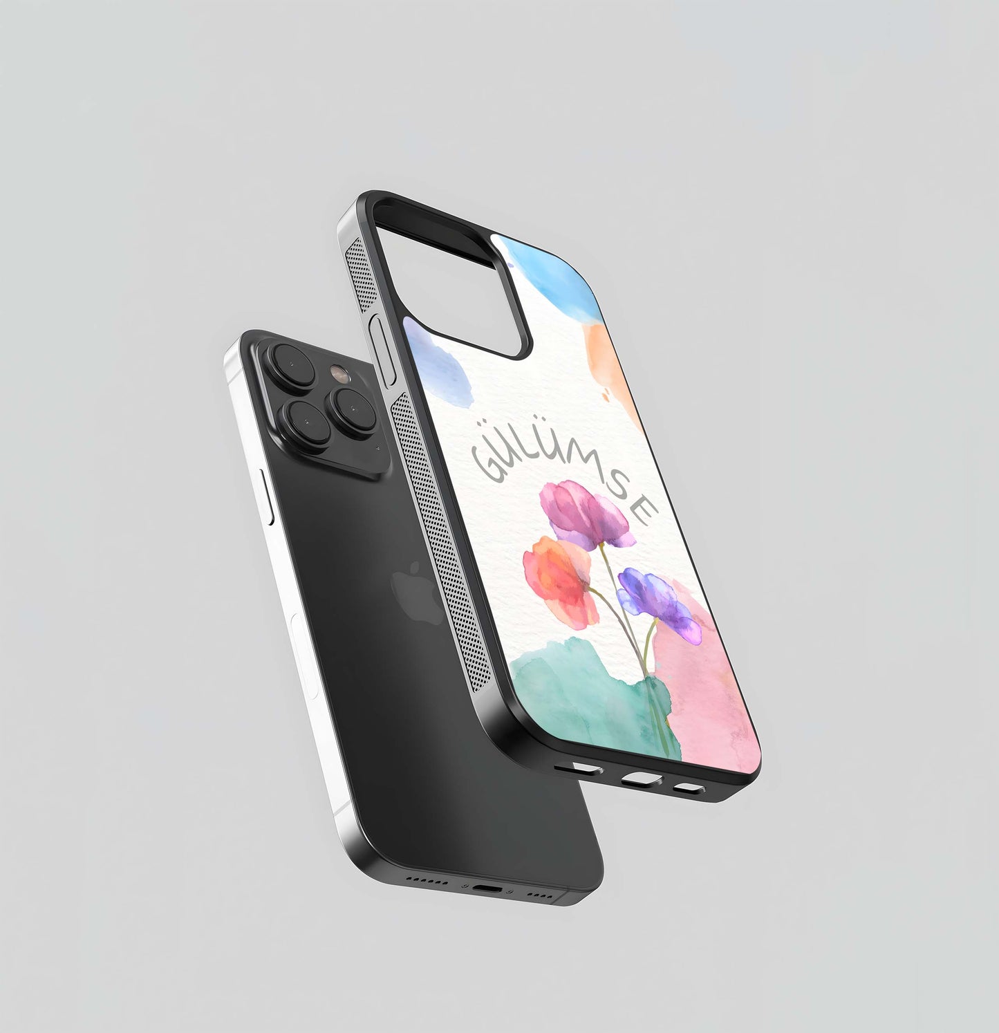 Watercolor Smile Flowers (GÜLÜMSE) Glass Case