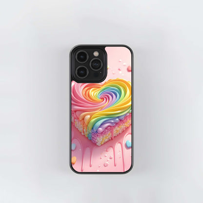 Whipped Rainbow Heart Glass Case