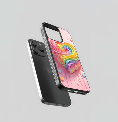 Whipped Rainbow Heart Glass Case