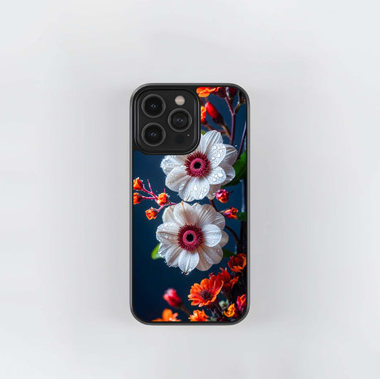 White and Orange Dewdrop Glass Case