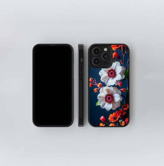 White and Orange Dewdrop Glass Case