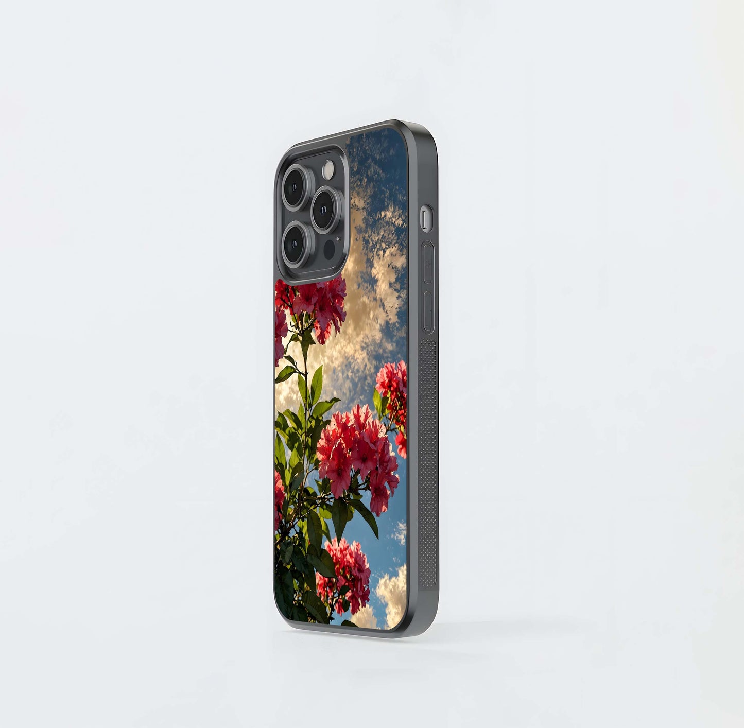 Red Bloom Skies Glass Case
