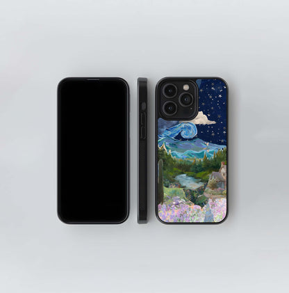 Whimsical Night house Glass Case