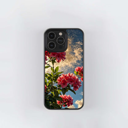 Red Bloom Skies Glass Case