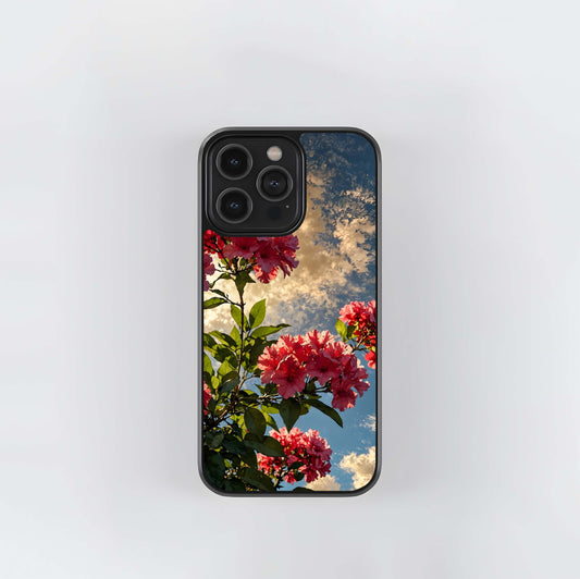 Red Bloom Skies Glass Case