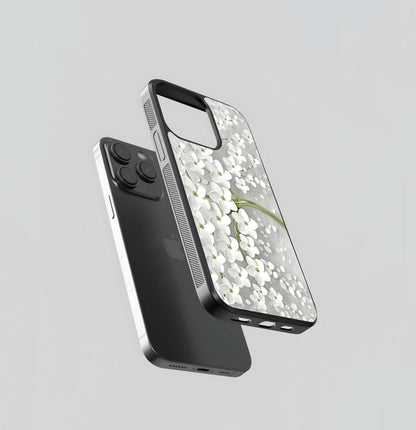 White Porcelain Blossoms Glass Case