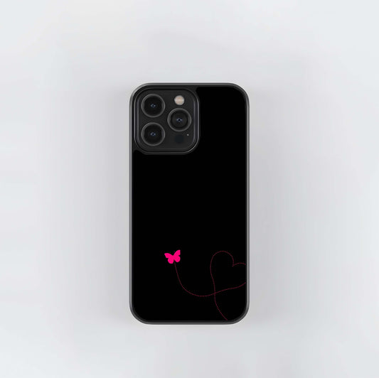 Dotted Heart Butterfly Glass Case