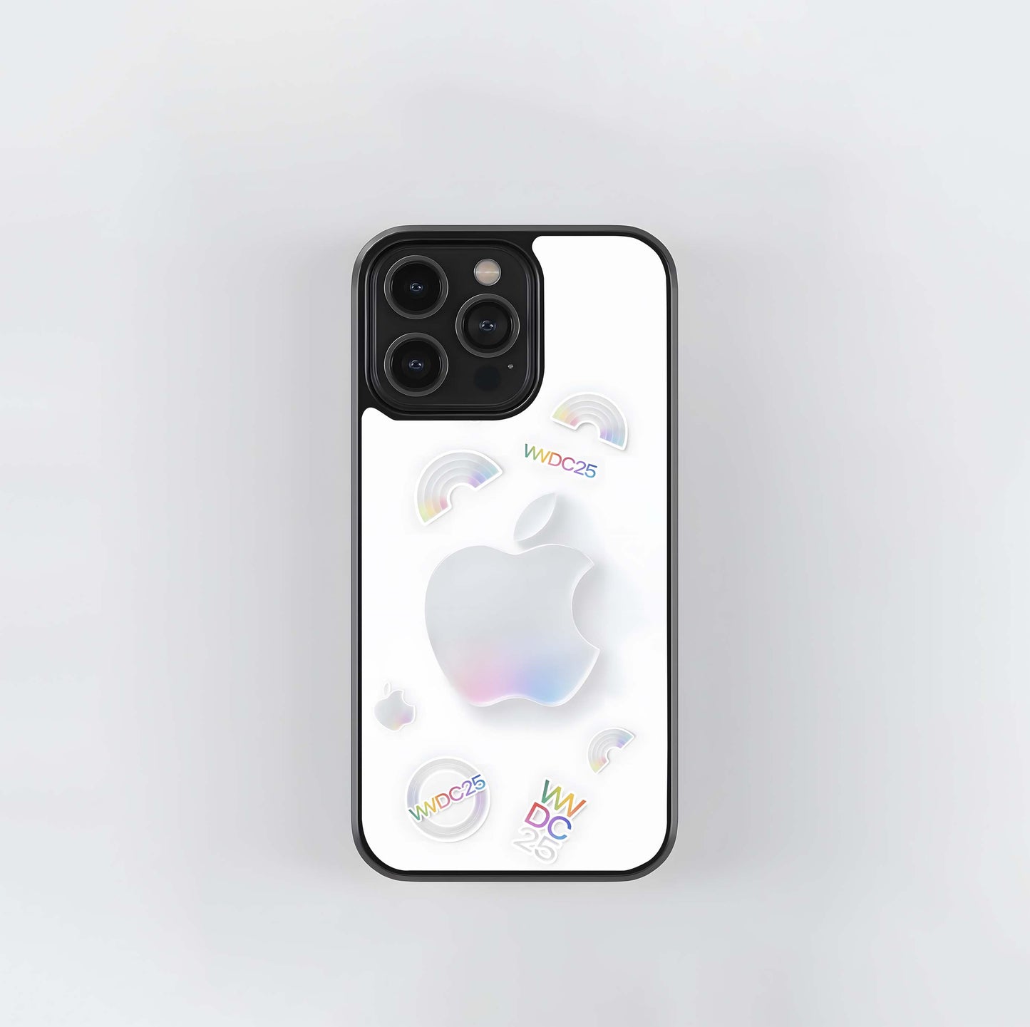 WWDC25 White Rainbow Stickers Glass Case