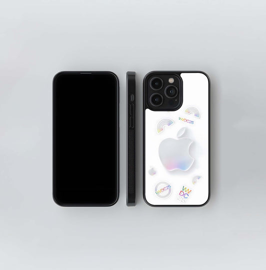 WWDC25 White Rainbow Stickers Glass Case