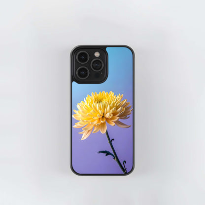 Yellow Chrysanthemum Rise Glass Case
