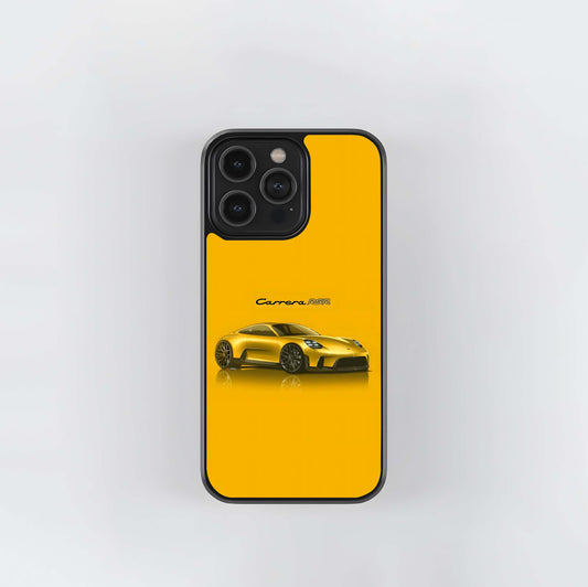 Yellow Porsche Carrera RSR Concept Art Glass Case