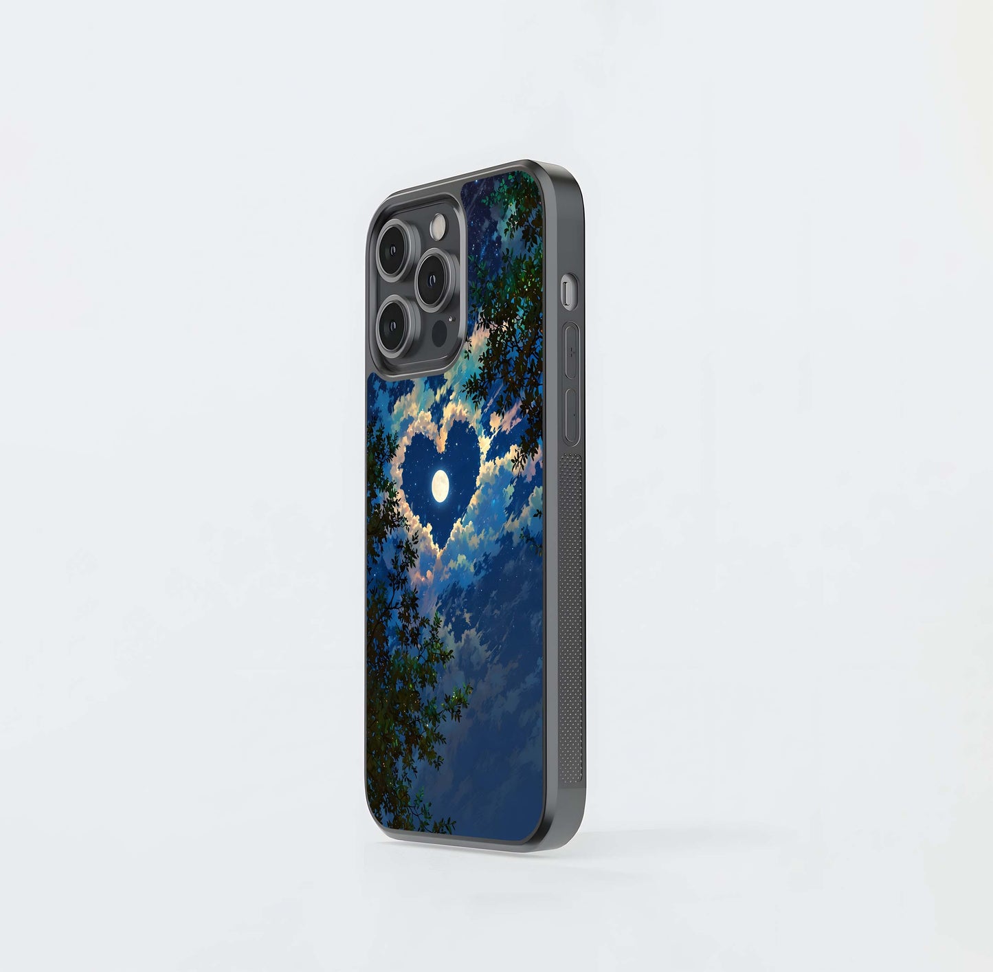 Heart with Moon Sky Glass Case