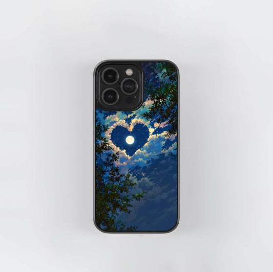 Heart with Moon Sky Glass Case