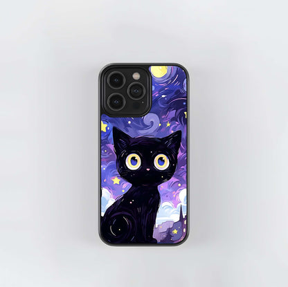 Abstract Cat Art Glass Case Glass Case